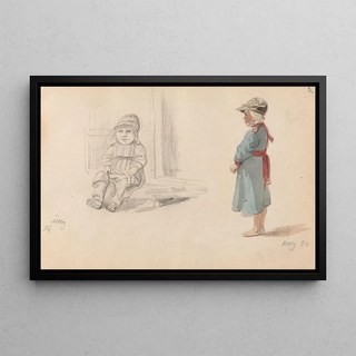 Adolph Tidemand - Sittende barn Utby stende barn Utby.webp