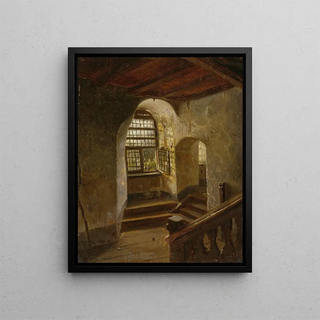 Adolph Tidemand - Stairway in a Castle by the Rhine.webp