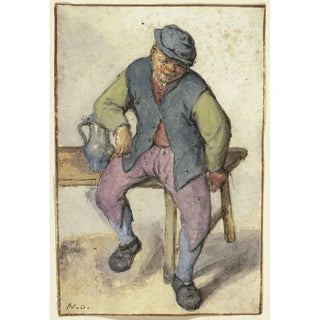 Adriaen van Ostade - Auf einem Tisch sitzender Bauer.webp