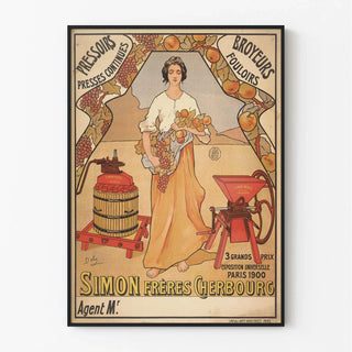 Affiche Cherbourg vintage – Publicité Simon Frères broyeurs & pressoirs