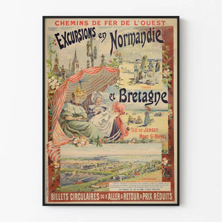 Affiche Normandie vintage – Excursions en Bretagne et à Jersey