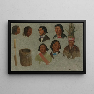 Albert Bierstadt - Seven Indian Portraits And One Primitive Utensil.webp