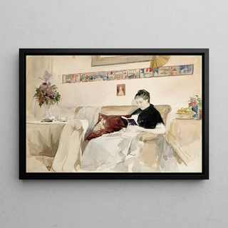Albert Edelfelt - Artists Wife Reading On The Sofa.webp