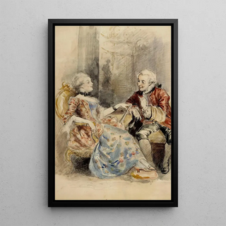 Albert Edelfelt - Couple Having a Conversation Rococo Attire.webp