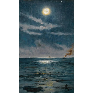 Alfred Stevens - A Calm Moonlit Marine Scene.webp