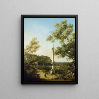 Canaletto - English Landscape Capriccio with a Column.webp
