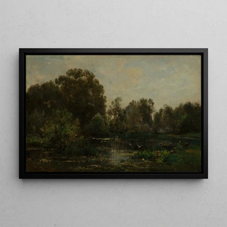 Charles Franois Daubigny - A River Landscape with Storks.webp