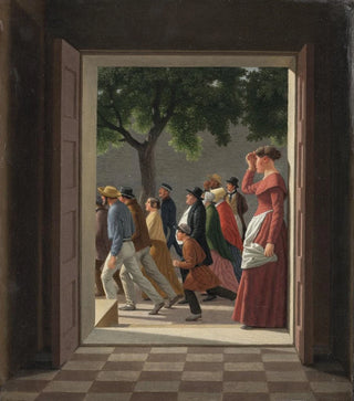 Christoffer Wilhelm Eckersberg - View through a Door to Running Figures.webp