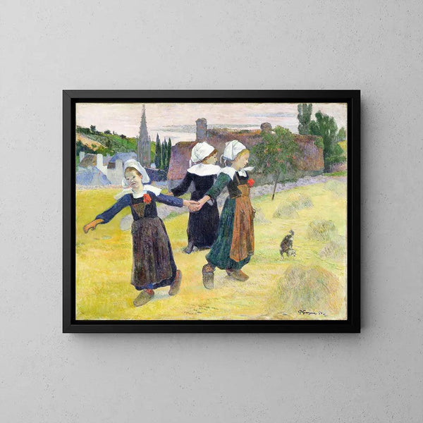 Reproductie van het schilderij Dansende Bretonse Meisjes te Pont-Aven door Paul Gauguin