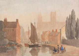 David Cox - Lincoln Cathedral from Brayford Pool.webp