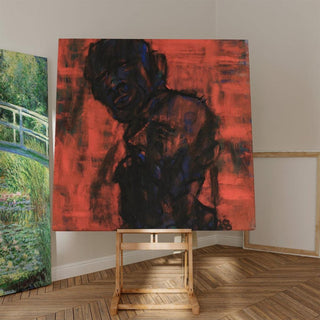 Des têtes sombres sur fond rouge - Christian Rohlfs | Reproduction Tableau Décoration murale affiche copie