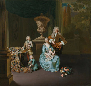 Diederik Baron van Leyden van Vlaardingen 1695-1764, Bourgmestre de Leyde avec sa femme Sophia Dina de Rovere et leurs fils Pieter Jan et Adriaan Pompejus - Willem van Mieris
