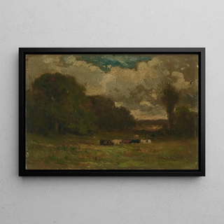 Edward Mitchell Bannister - Untitled landscape with cows and trees.webp