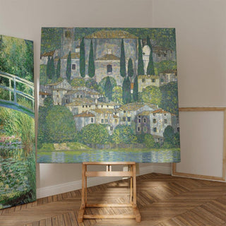 Église à Cassone Paysage avec cyprès - Gustav Klimt | Reproduction Tableau Décoration murale affiche copie