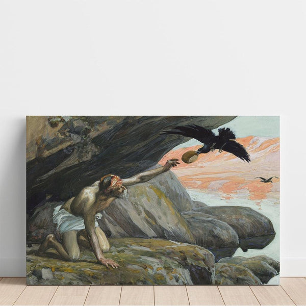 Reproductie van het schilderij James Tissot - Elie gevoed door de kraaien