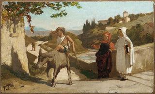 Elihu Vedder - The Fable of the Miller His Son and the Donkey No 3.webp