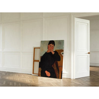 Elvire assise, accoudée à une table - Amedeo Modigliani | Reproduction Tableau Décoration murale affiche copie