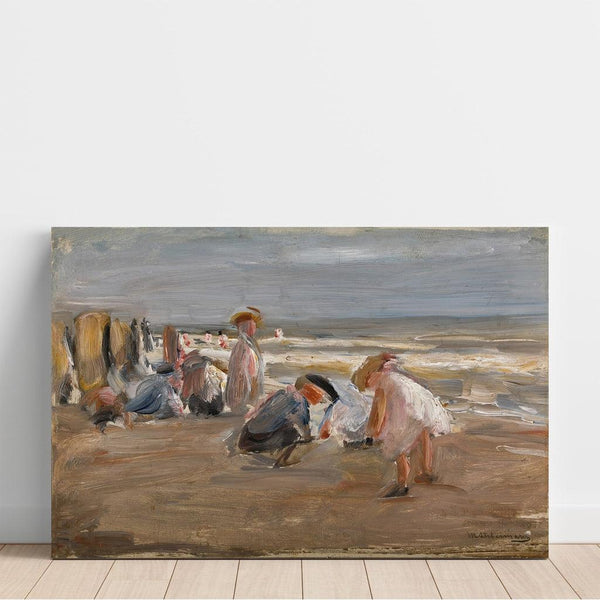 Reproductie van het schilderij Kinder die op het strand spelen - Max Liebermann