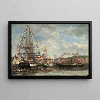 Eugne Boudin - Festival in the Harbor of Honfleur.webp