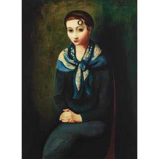 Femme à l'écharpe bleue - Moïse Kisling | Reproduction Tableau Décoration murale affiche copie