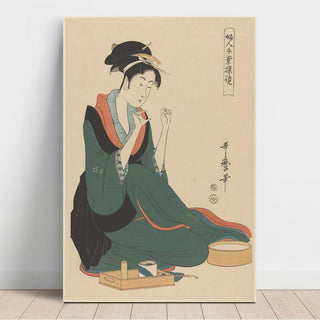Femme avec du fil - Kitagawa Utamaro | Reproduction Tableau Décoration murale affiche copie