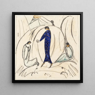 Femme en bleu avec deux accompagnateurs - Hermann Stenner