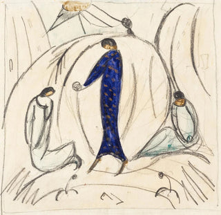 Femme en bleu avec deux accompagnateurs - Hermann Stenner