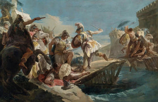Follower Of Giovanni Battista Tiepolo - The Wounded Horatius Cocles Swimming The Tiber.webp