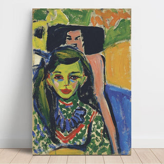 Fränzi devant une chaise sculptée - Ernst Ludwig Kirchner | Reproduction Tableau Décoration murale affiche copie