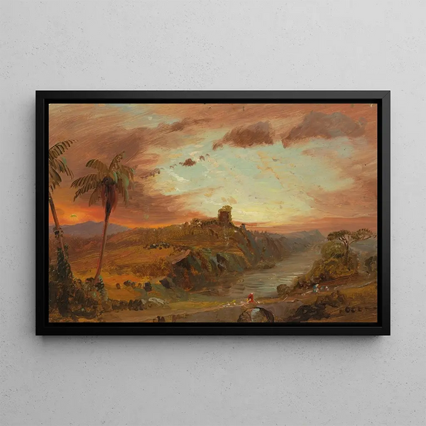 Studie voor een denkbeeldig landschap van Zuid-Amerika - Frederic Edwin Church — ingelijst kunstwerk aan de muur