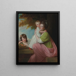 George Romney - Group portrait of Dorothy Stables 17531832 with her daughters Harriet 17741827 and Maria 17751821 in a wooded landscape.webp