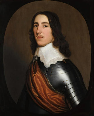 Gerard van Honthorst - A Portrait Of A Gentleman halfLength Believed To Be Sir Thomas Ogle Wearing A Suit Of Armour With A White Collar And An Orange Sash.webp