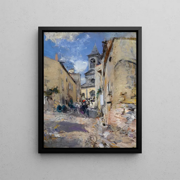 Kerk op het platteland - Giovanni Boldini — ingelijst kunstwerk aan de muur