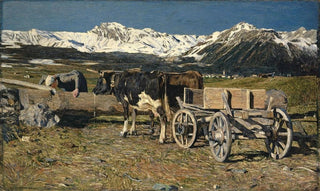 Giovanni Segantini - At the Watering Place Cows in the Yoke.webp