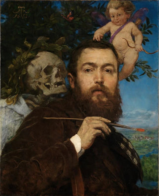 Hans Thoma - Selfportrait with Cupid and Death.webp