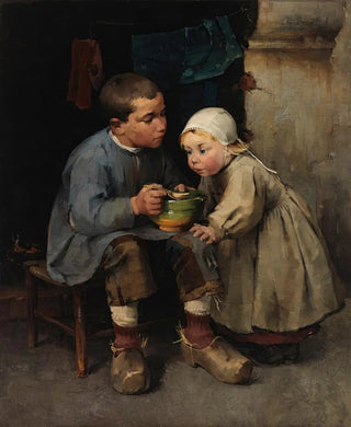 Helene Schjerfbeck - A Boy Feeding His Little Sister.webp