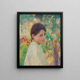 Henri Martin - Buste de jeune fille de trois quart sur fond de jardin.webp
