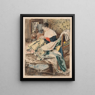 Henri de Braekeleer - Woman Sewing.webp