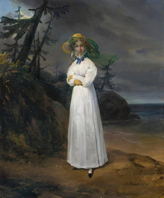 Horace Vernet - Portrait of the Widow Comtesse JeanHenriLouis Greffulhe ne MarieFranoiseClestine de Vintimille du Luc later Comtesse PhilippePaul de Sgur 17871862 in a Landscape.webp
