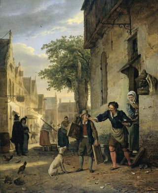 Ignatius Josephus Van Regemorter - Jan Steen Sends his Son to the Streets to Exchange Paintings for Beer and Wine.webp