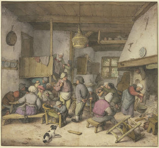 Adriaen van Ostade - Wirtshausinterieur mit rauchenden trinkenden und kosenden Bauern.webp