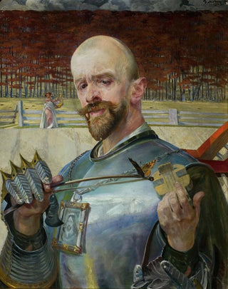 Jacek Malczewski - Selfportrait in armour with fiddles.webp