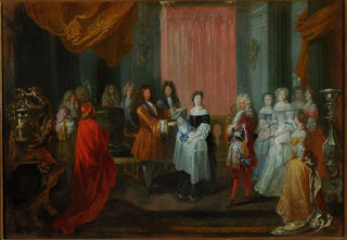 JeanAntoine Watteau - Louis XIV awards the Cordon Bleu Order to the Duke of Burgundy father of Louis XV.webp