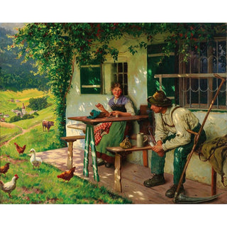 Jeune couple d'agriculteurs en Haute-Bavière - Emil Rau | Reproduction Tableau Décoration murale affiche copie