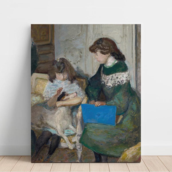 Reproductie van het schilderij Jonge meisjes met hond (Twee van de dochters van Alexandre Natanson) - Pierre Bonnard