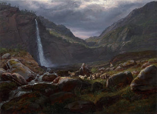 Johan Christian Dahl - Feige Waterfall Feigefossen Lysterfjord Norway.webp