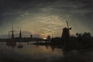 Johan Christian Dahl - Swinoujscie in the moonlight.webp