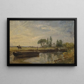 John Constable - Barge below Flatford Lock.webp