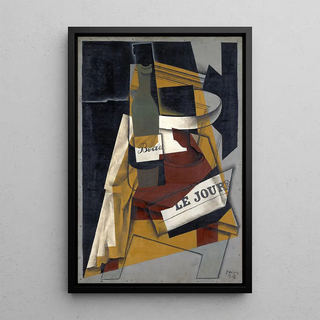 Juan Gris - Bottle and Fruit Dish Bottle newspaper and fruit bowl.webp