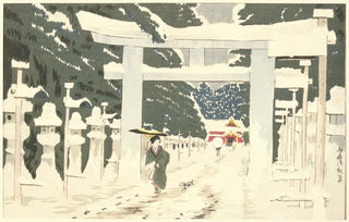 Kobayashi Kiyochika - Heavy Snow at Tshg Shrine in Ueno.webp